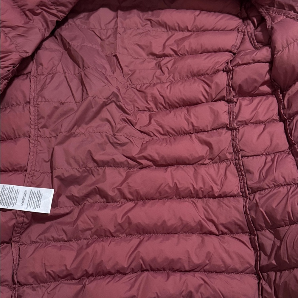 Comptoir Des Cotonniers Plume Down Quilted Puffer Jacket Burgundy Collarless-S - Picture 8 of 12